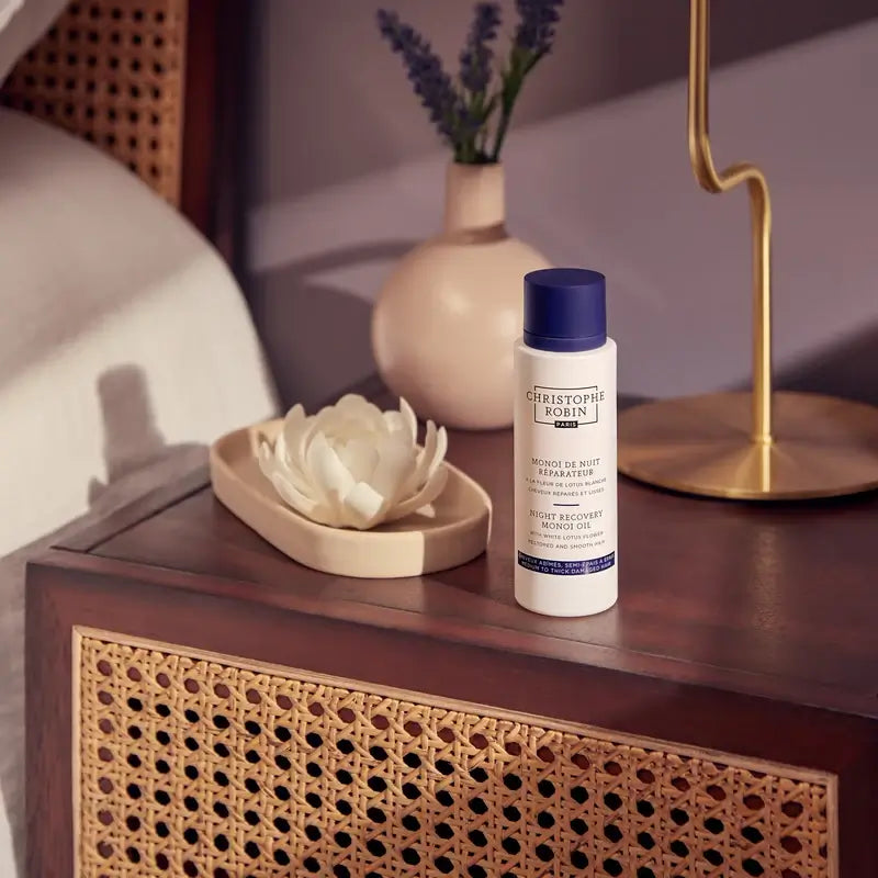 Christophe Robin Huile de récupération nocturne au monoï et à la fleur de lotus blanc (cheveux fins à normaux) , 96 ml