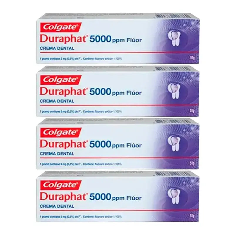Colgate Duraphat 5000 Ppm Dentifrice fluoré, paquet de 4 x 51 ml