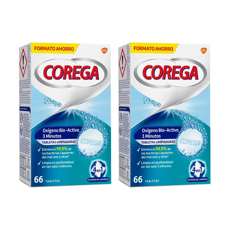 Corega Duplo 3 Minute Cleaning Dental Prosthesis, 2 x 66 comprimés