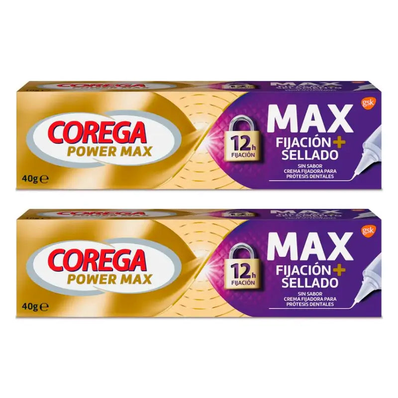 Corega Duplo Maximo Crème d'étanchéité et de fixation, 2 x 40 gr