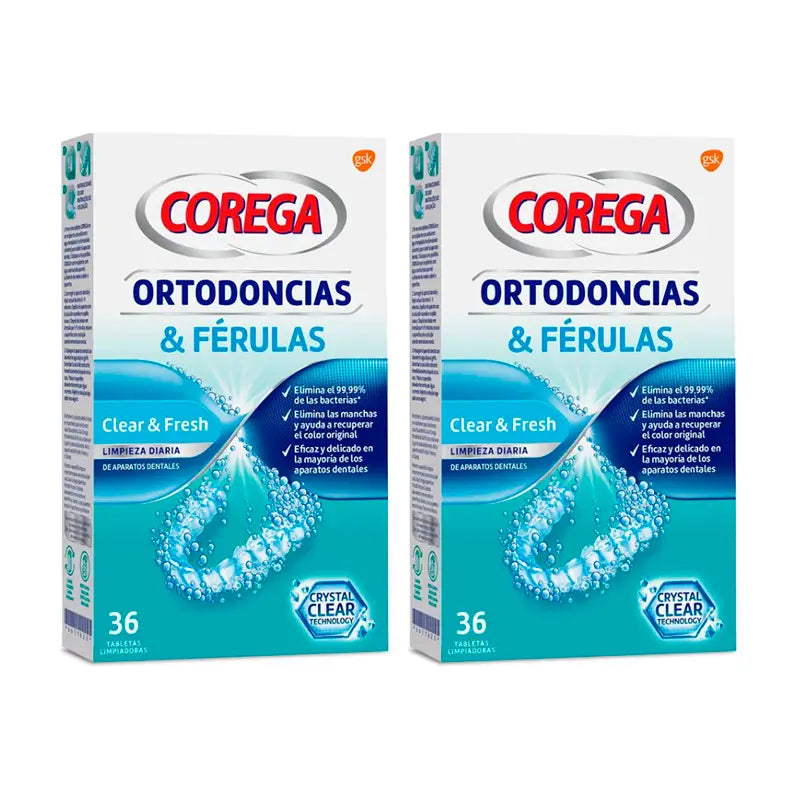 Corega Duplo Orthodontie et attelles, 2 x 36 comprimés