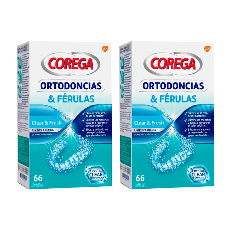 Corega Duplo Orthodontie et attelles, 2 x 66 comprimés