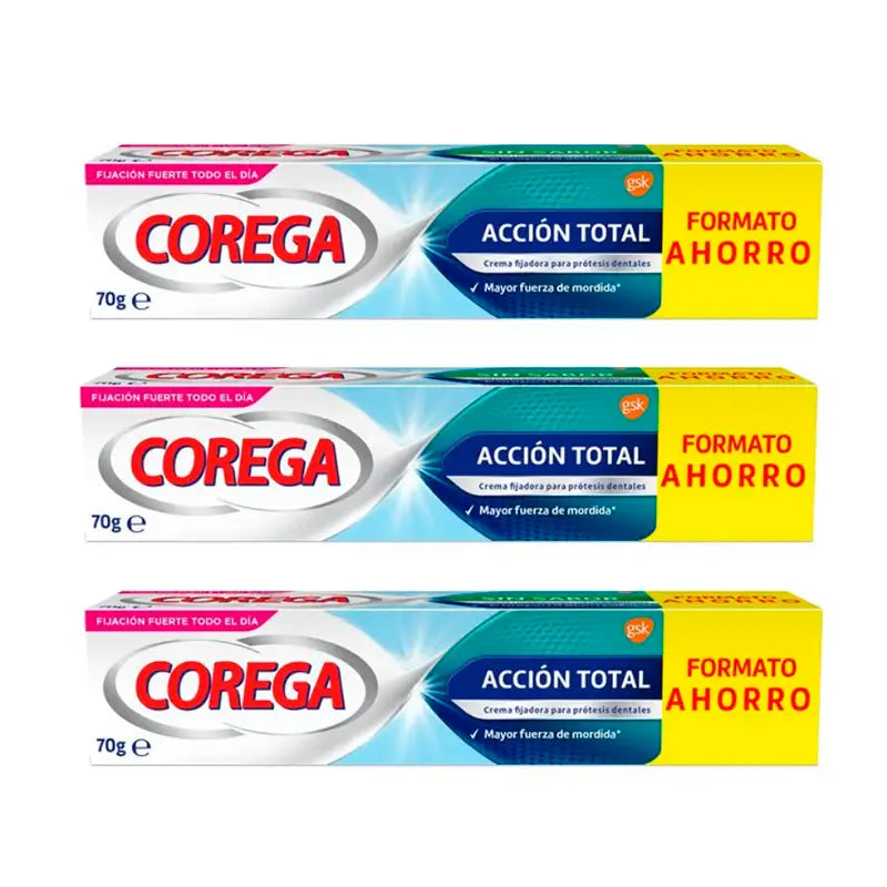 Corega Triplo Total Action Crème Fixante, 3 x 70 gr