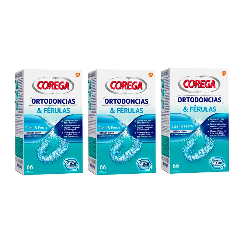 Corega Triplo Orthodontie et attelles, 3 x 66 comprimés