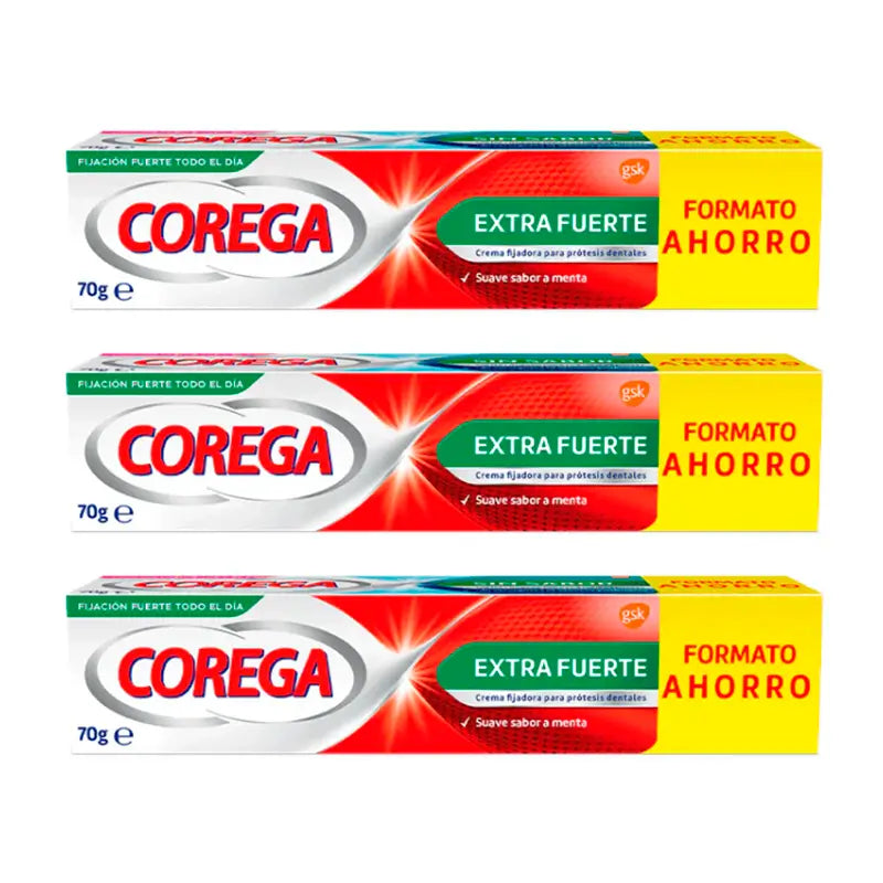 Corega Triplo Super Ultra Crème Extra Forte, 3 x 70 grammes