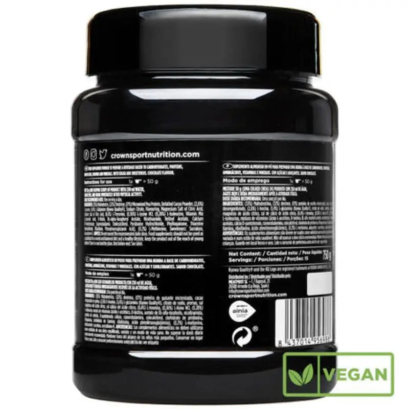 Crown Sport Nutrition 3:1 Vegan Recovery+ Chocolate , 750 gr (15 porciones)