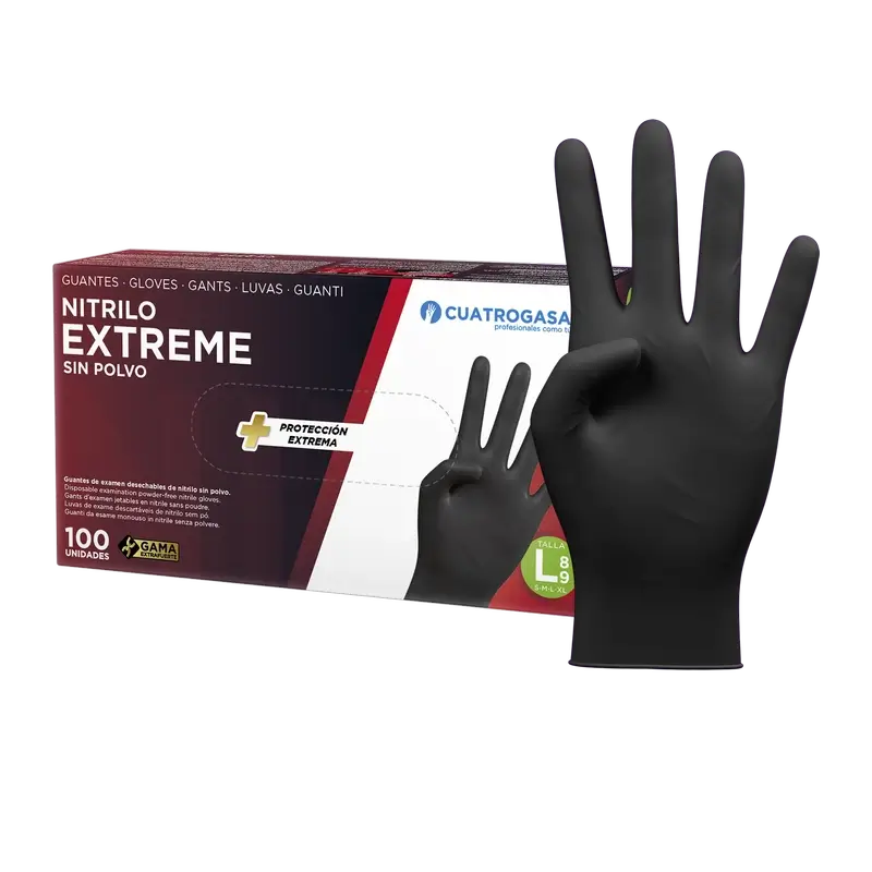 Cuatrogasa Extreme Nitrile Glove Black L, 100 unités
