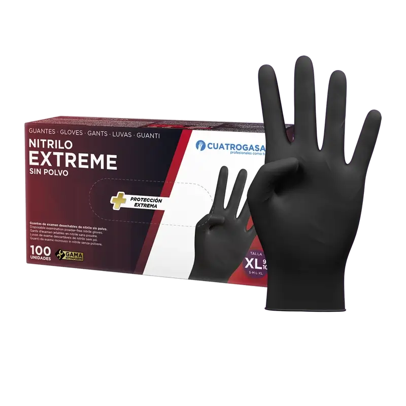 Cuatrogasa Extreme Nitrile Glove Black Xl, 100 unités