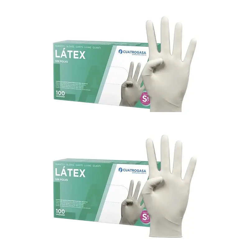 Cuatrogasa Gants sans poudre en latex blanc Taille S, 2X100 unités