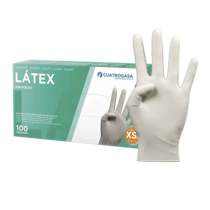 Cuatrogasa Gants sans poudre en latex blanc Taille Xs, 100 unités