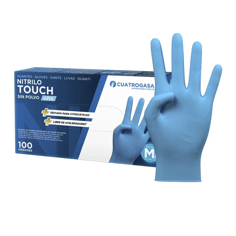 Cuatrogasa Nitrile Touch Powder Free Gloves Bleu Taille M, 100 unités