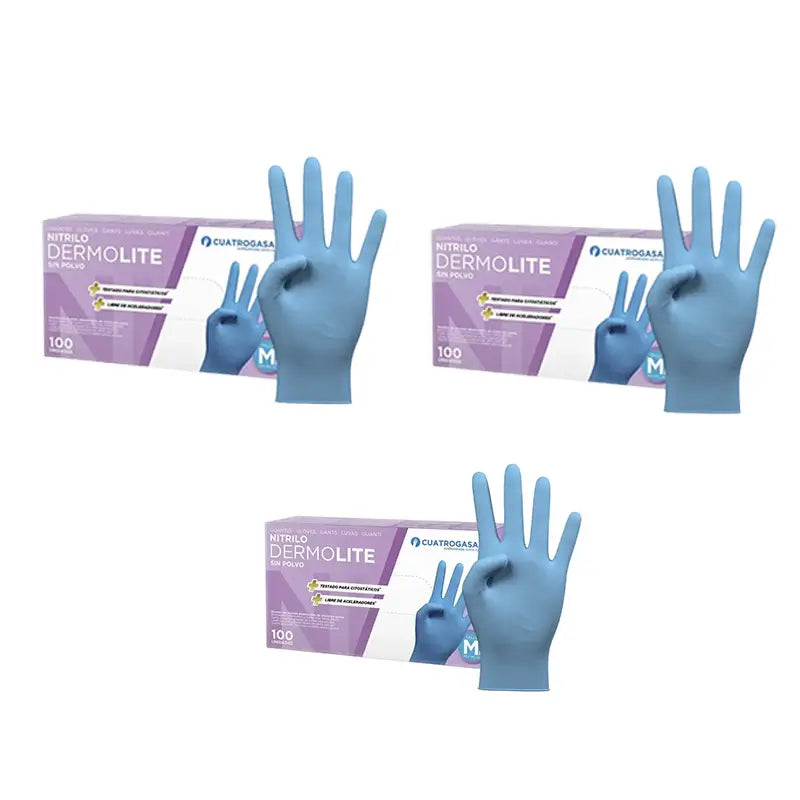 Cuatrogasa Powder Free Vinyl Gloves Blue Size M, 3X100 Units