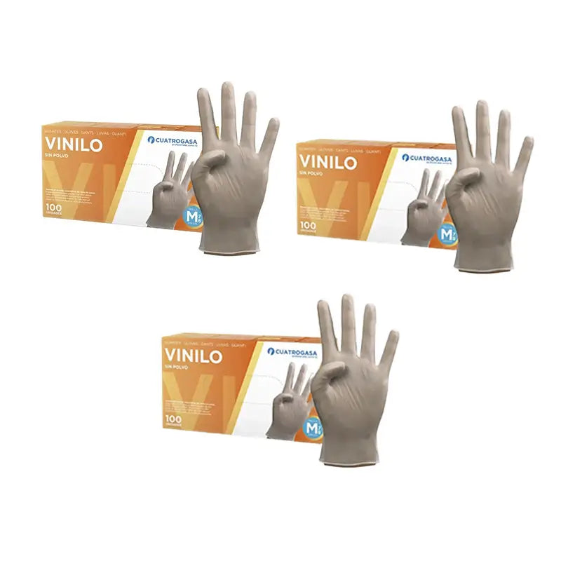 Cuatrogasa Gants sans poudre en vinyle transparent Taille M, 3X100 unités