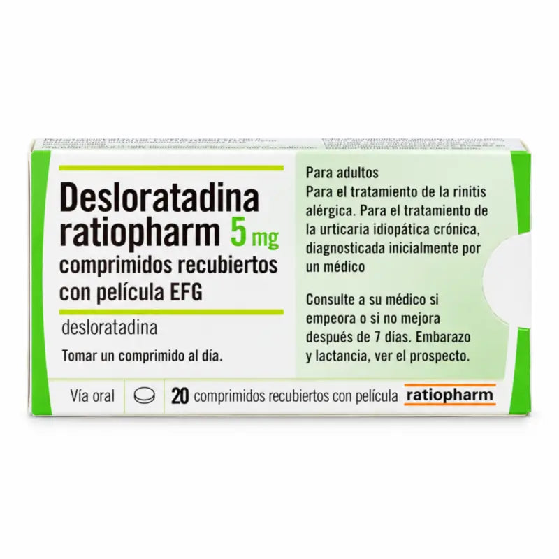 Desloratadine Ratiopharm 5 mg, 20 comprimés pelliculés