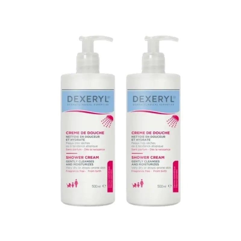 Dexeryl Duplo Crème de bain nettoyante hydratante, 2 x 500 Ml