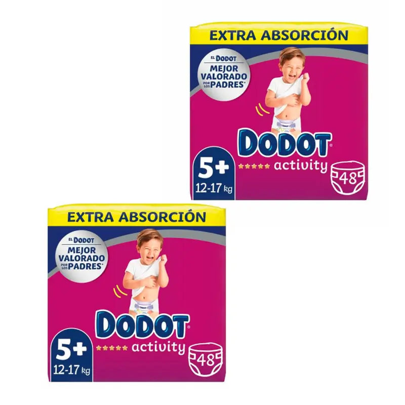 Dodot Pack 2X Activity Nappy Size 5+ (12-17 Kg), 48 Pcs.