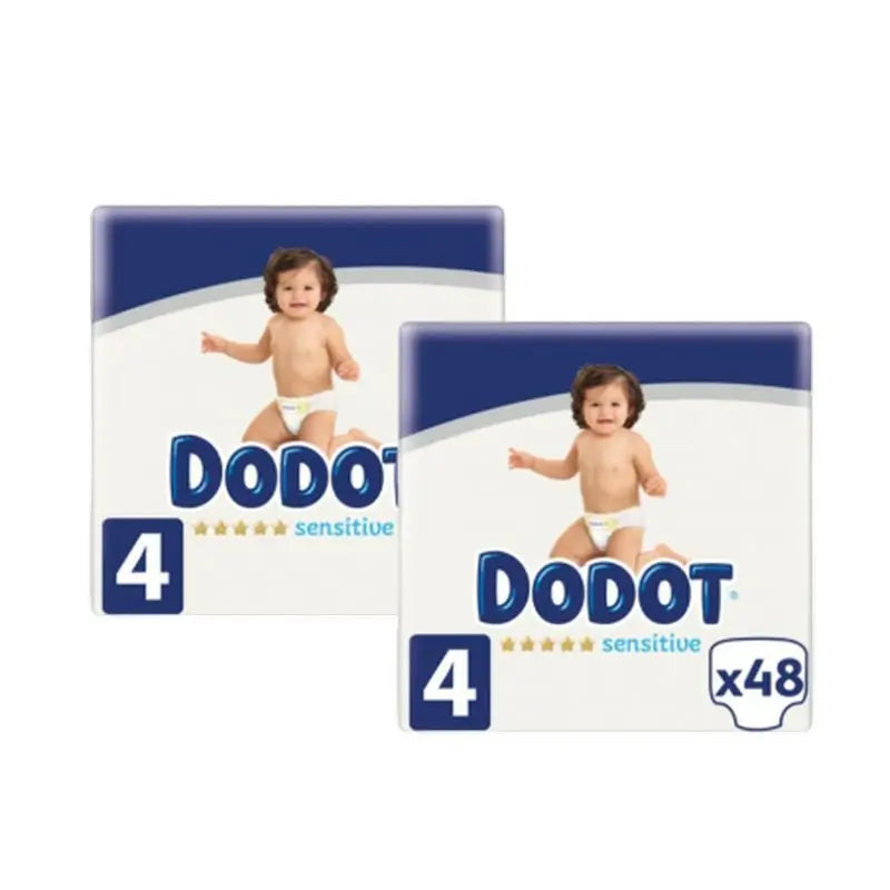 Dodot Pack 2X Sensitive Nappy Size 4 (6-10 Kg), 96 Units