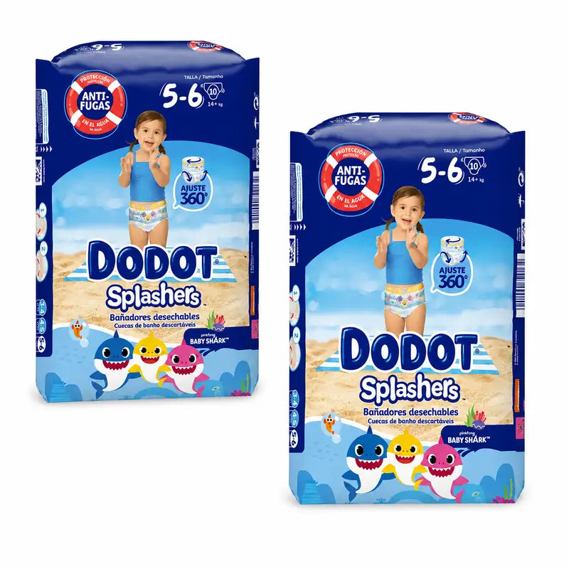 Couches à eau Dodot Splashers Taille 5-6, paquet de 2 x 10 unités