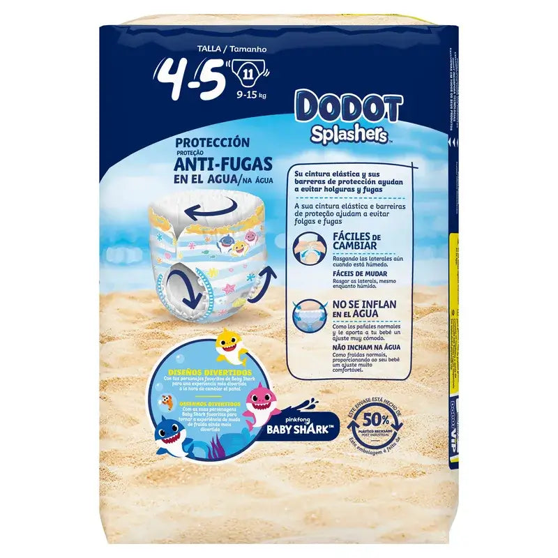 Dodot Splashers Couches à eau Taille 4-5, 11 pcs.