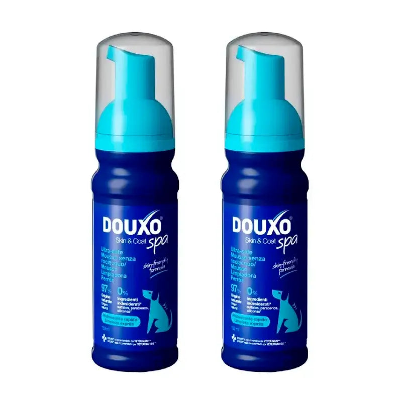 Douxo Skin & Coat Spa Mousse nettoyante express ultra douce, paquet de 2 x 150 ml
