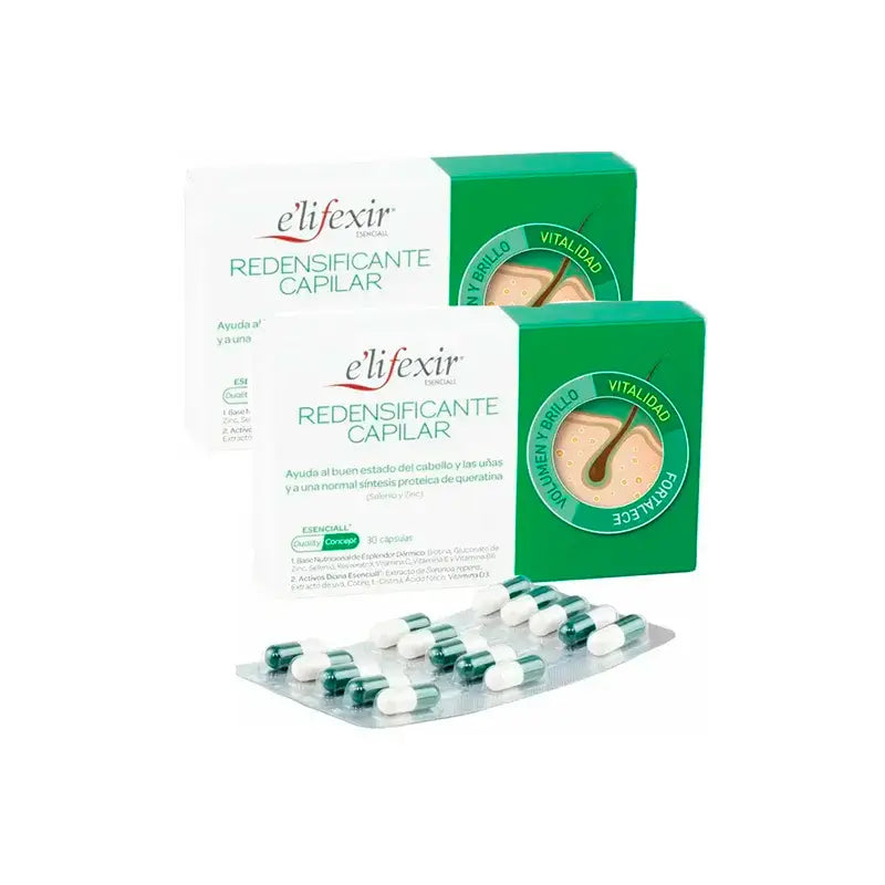 Elifexir Essentialall Hair Redensifying and Fortifying Hair Loss Reducer, Pack 2 x 60 Capsules