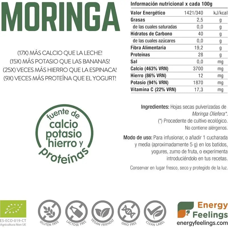 Energy Feelings Moringa Powder 200Gr. Eco Vegan Sg