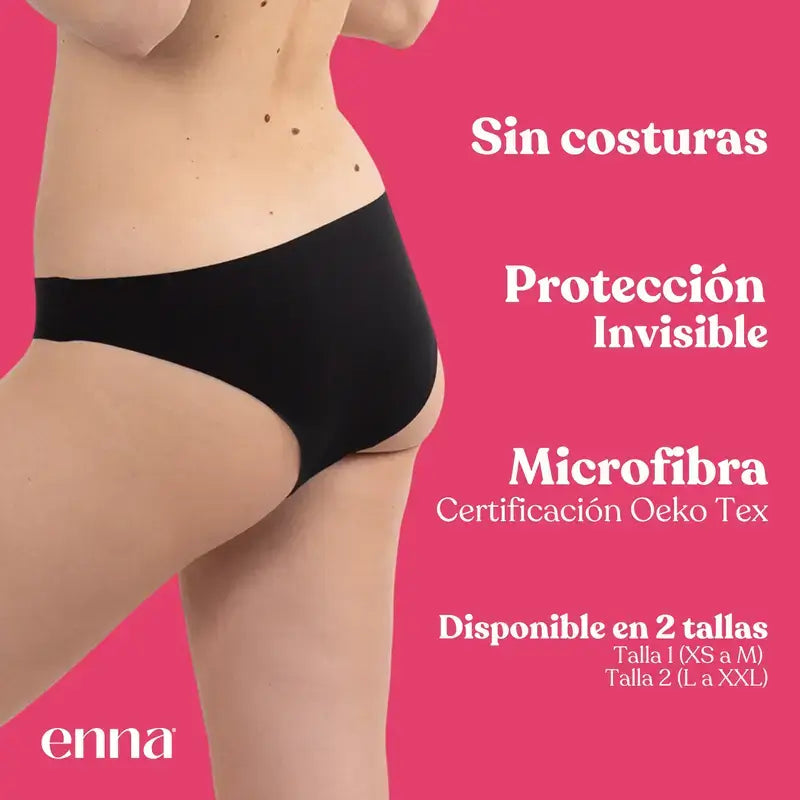 Enna Menstrual Panty Free Cut Medium Flow Day Taille 2, Noir Pack 2 Unités