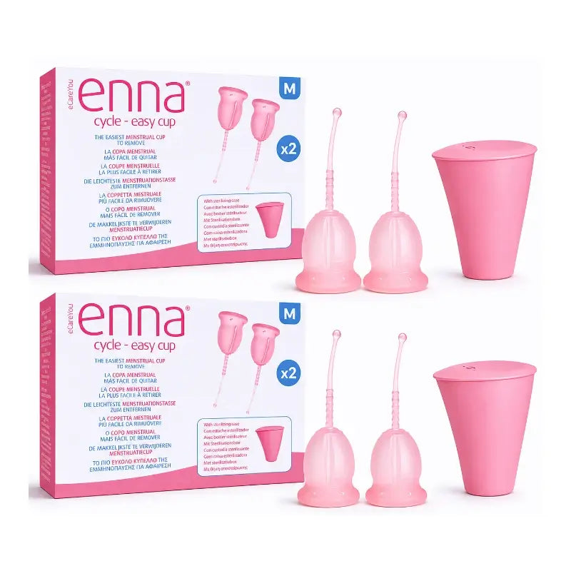 Enna Cycle Easy Coupe Menstruelle Taille M, 2 coupes + boîte stérilisée, Pack 2 pcs.