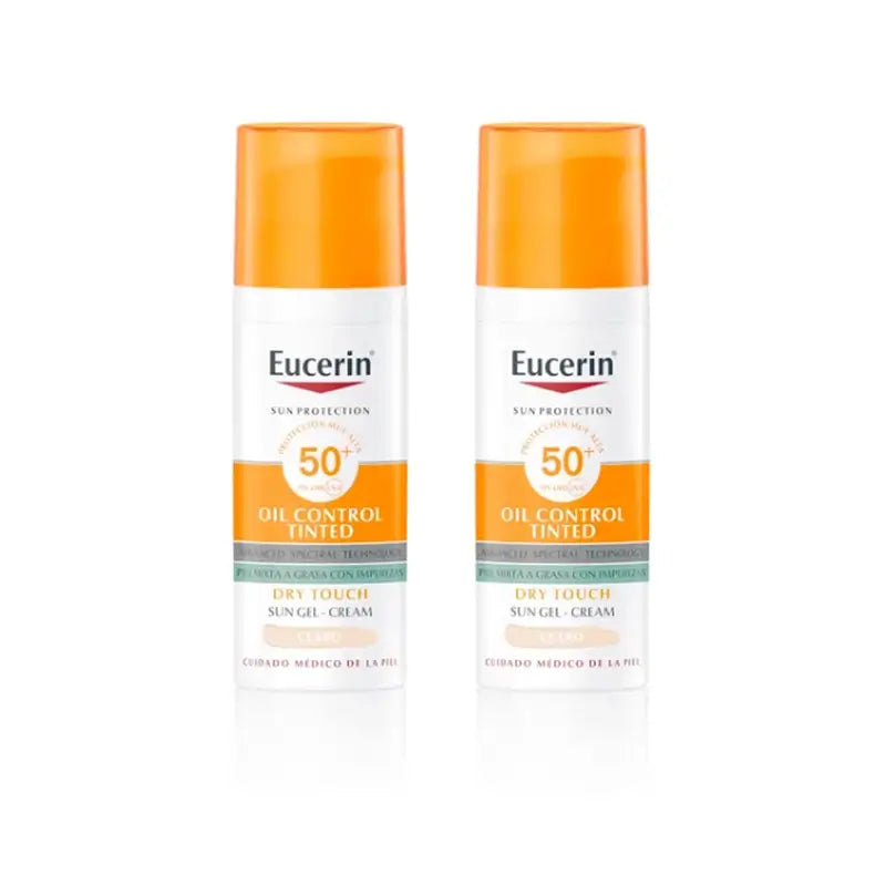Eucerin FaceSolar Oil Control Dry Touch Gel Cream Spf50+ Tinted Light, 2x50 ml