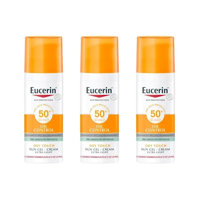 Eucerin Oil Control Dry Touch Sun Gel Spf 50+, 3X50 Ml