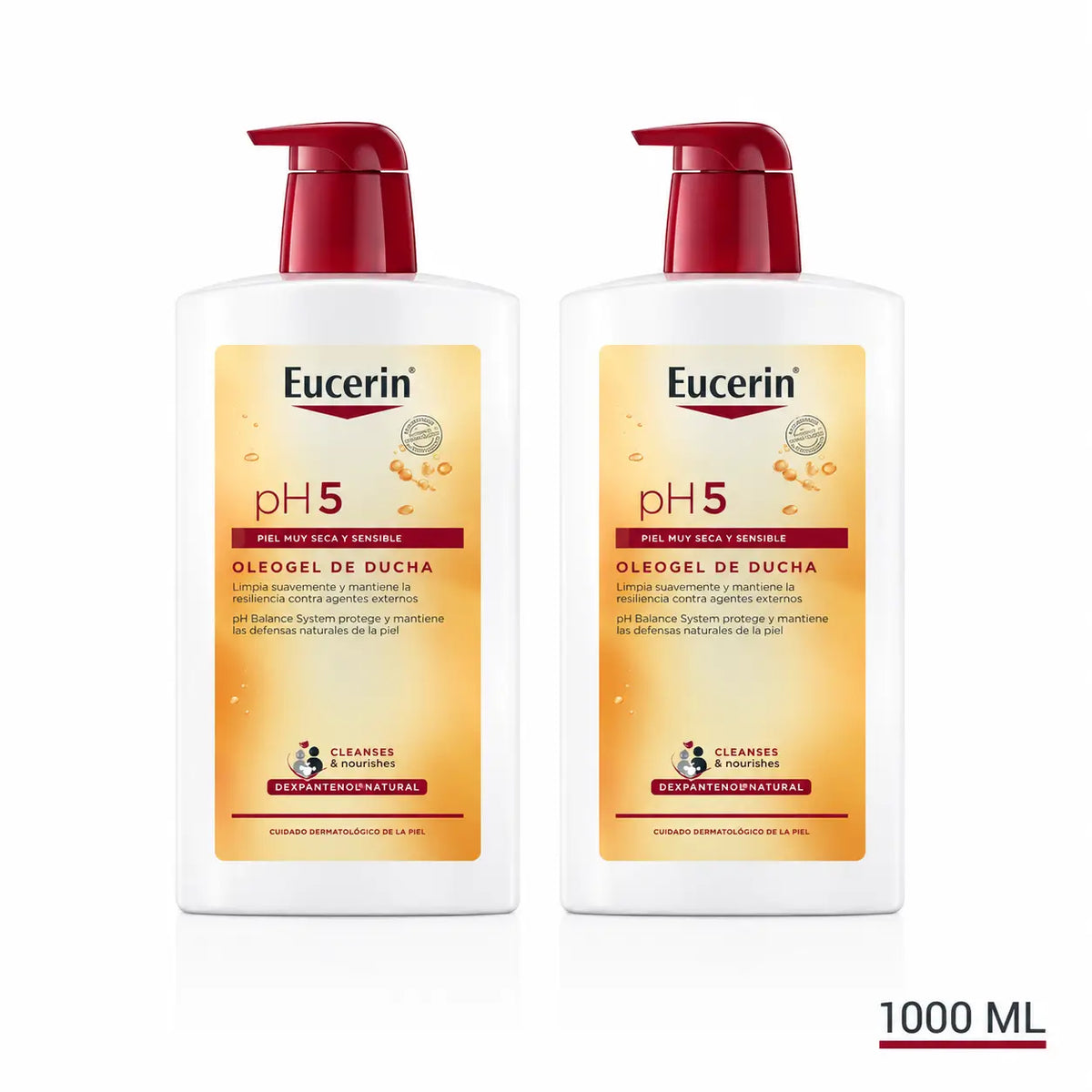 Eucerin Oleogel Gel Douche Ph5, 1000 Ml, pack 2