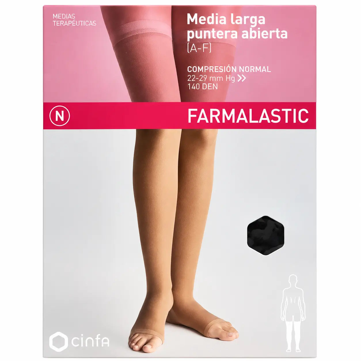 Farmalastic Long Open Toe Stocking Beige, Taille M