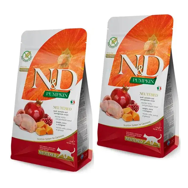 Farmina N&D Cat Pumpkin Neutered Caille, paquet de 2 x 1,5Kg