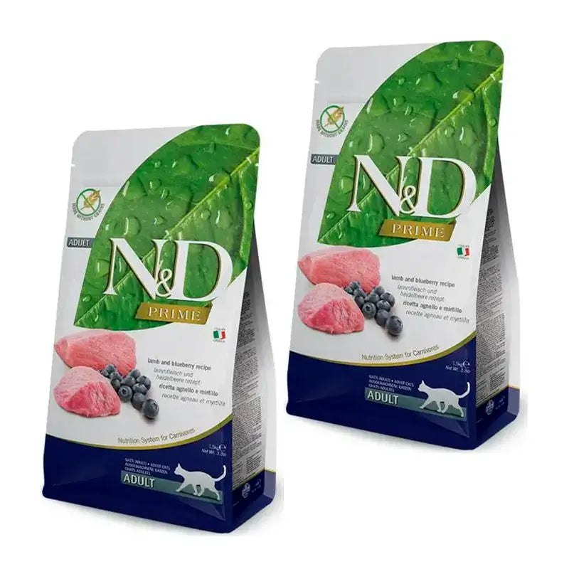 Farmina N&D Cat Prime Lamb Agneau Croquettes pour chat, paquet de 2 x 5Kg
