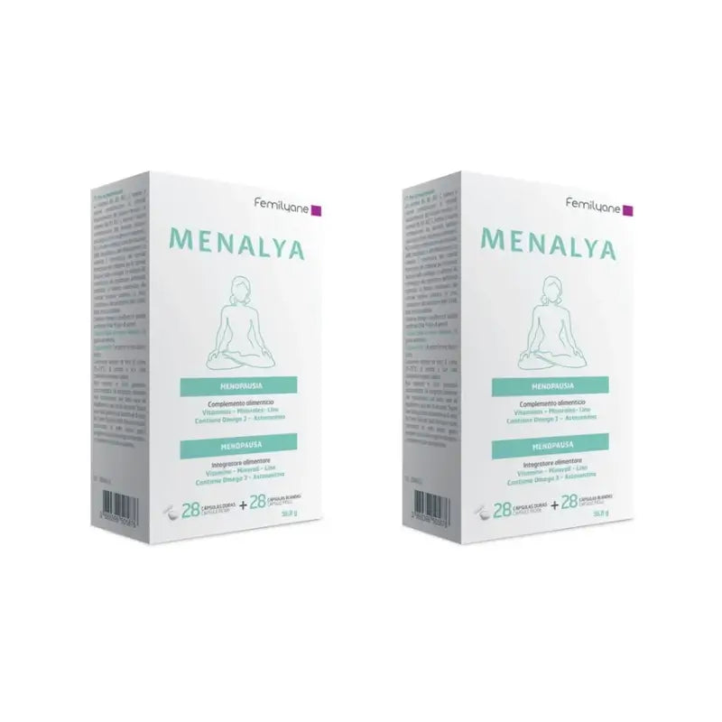 Femilyane Menalya Complément Alimentaire pour la Ménopause, 28 Capsules + 28 Capsules, Pack de 2
