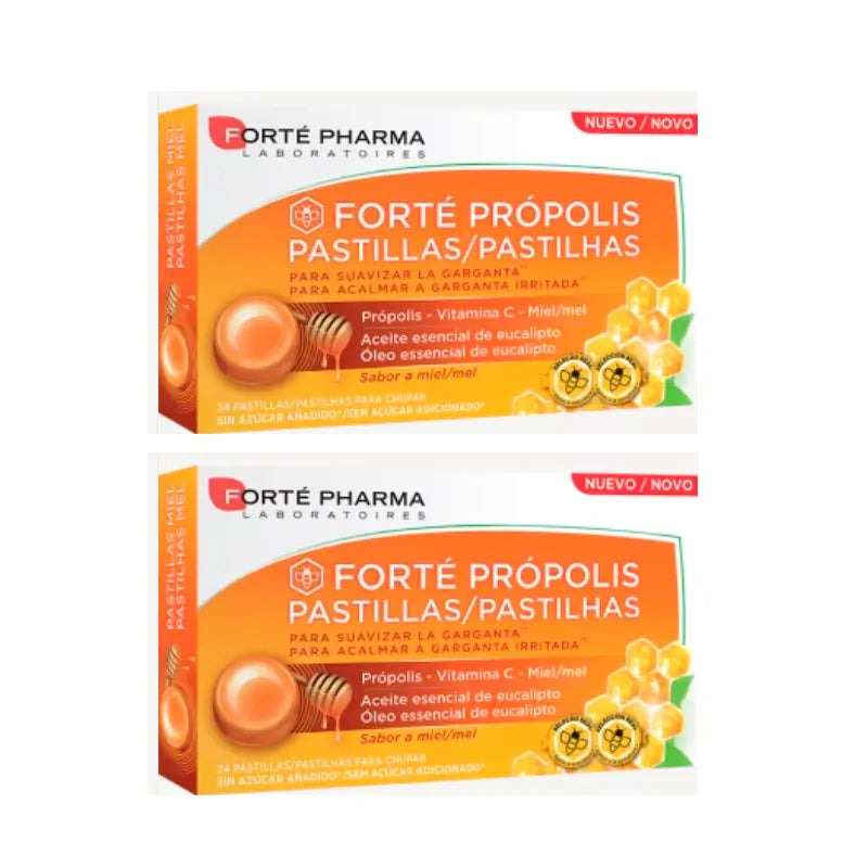 Forté Pharma Duplo Forté Propolis Miel Pastilles, 2 x 24 Pastilles