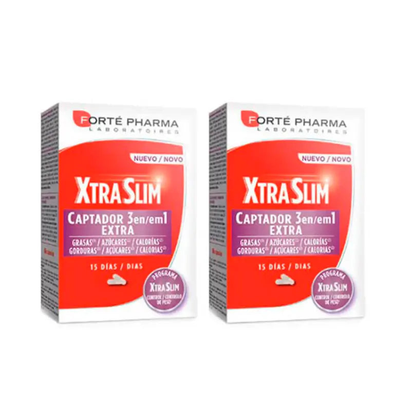 Forté Pharma Duplo Xtraslim 3 En 1 Captador, 2 x 60 gélules