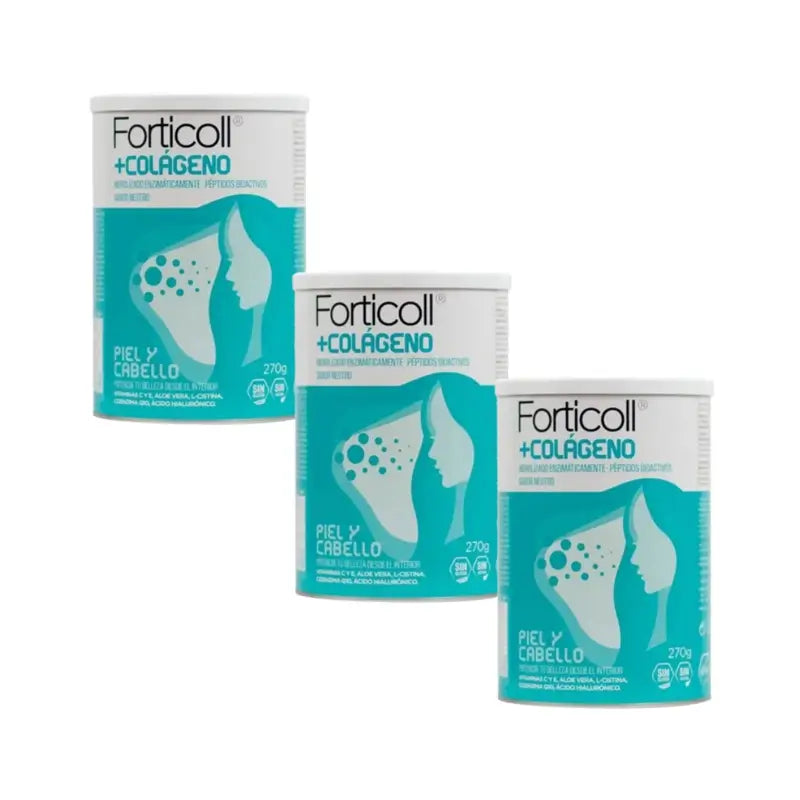 Forticoll Collagène Bioactif Amande Peau et Cheveux, 3X270 Gr