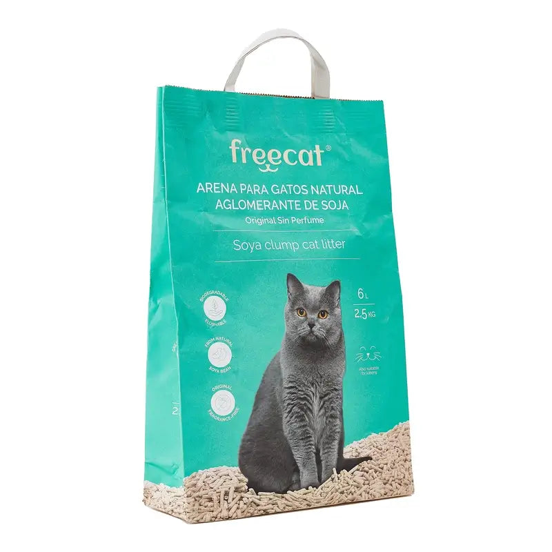 Freedog Natural Litière agglomérante pour chat Soya Original, 6 litres