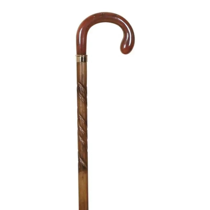Garcia 1880 Canne en hêtre sculpté, manche en nacre, avec caoutchouc