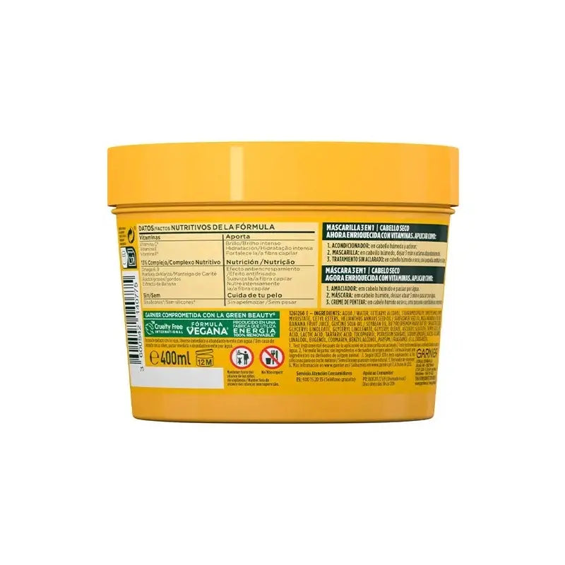 GarnierFructis Hair Food Banana 3 In 1 Nourishing Mask 400ml Pour cheveux secs