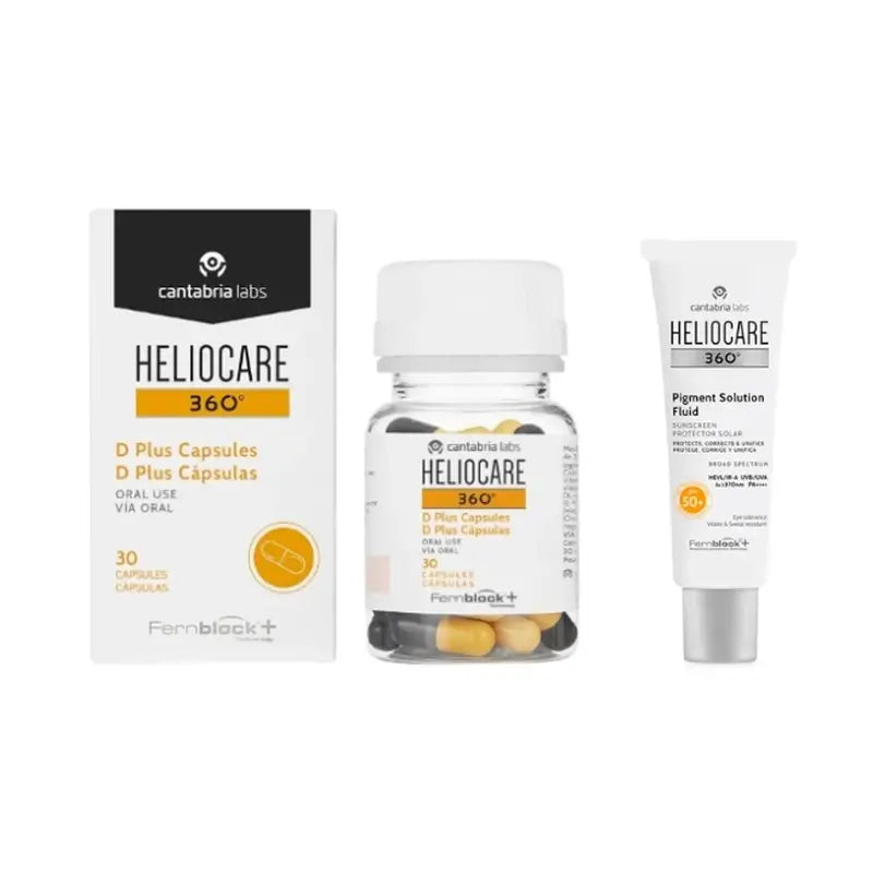 Heliocare Pack 360º D Plus 30 Capsules + Pigment Solution Fluide Spf50+ 50 Ml