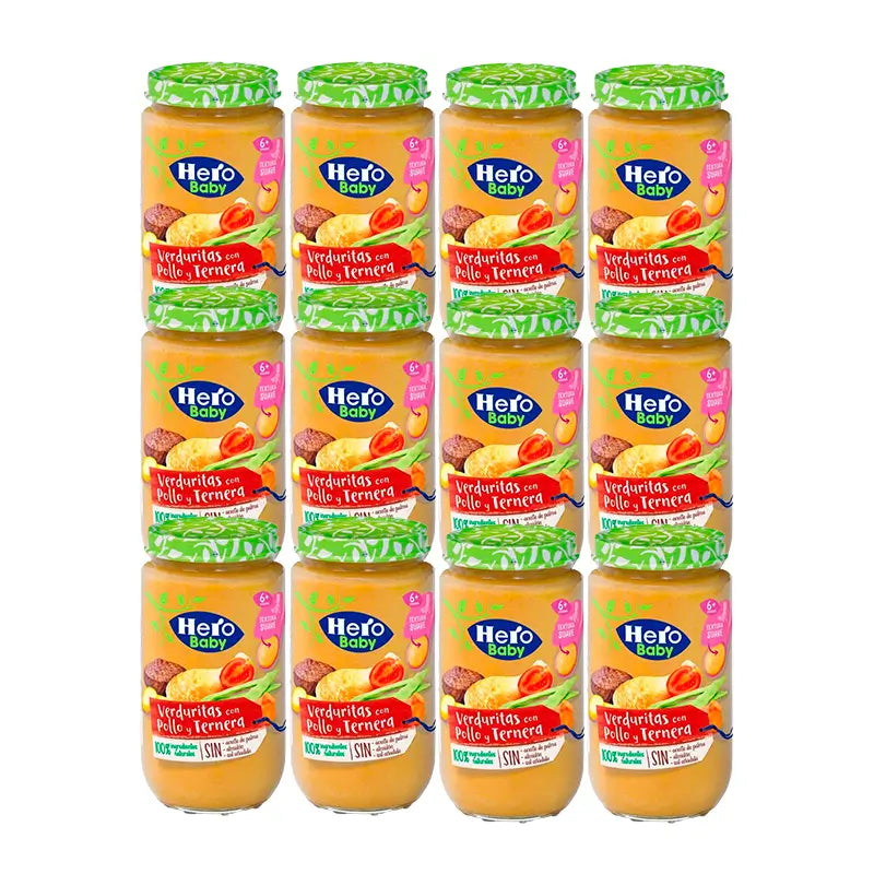 Hero Baby Pack Tartare de légumes, poulet et bœuf, 12 X 235 Gr