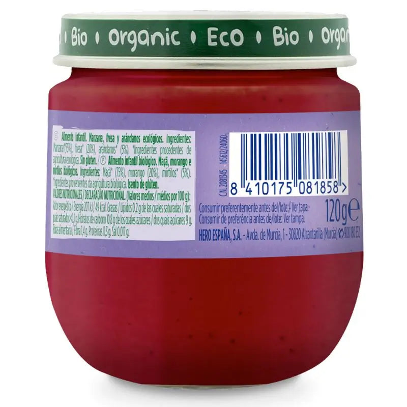 Hero Baby Eco Pomme, Fraise et Myrtille Pot Solo 120G
