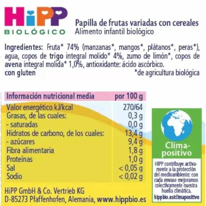 Bocal de fruits et céréales Hipp Bio, 190 g
