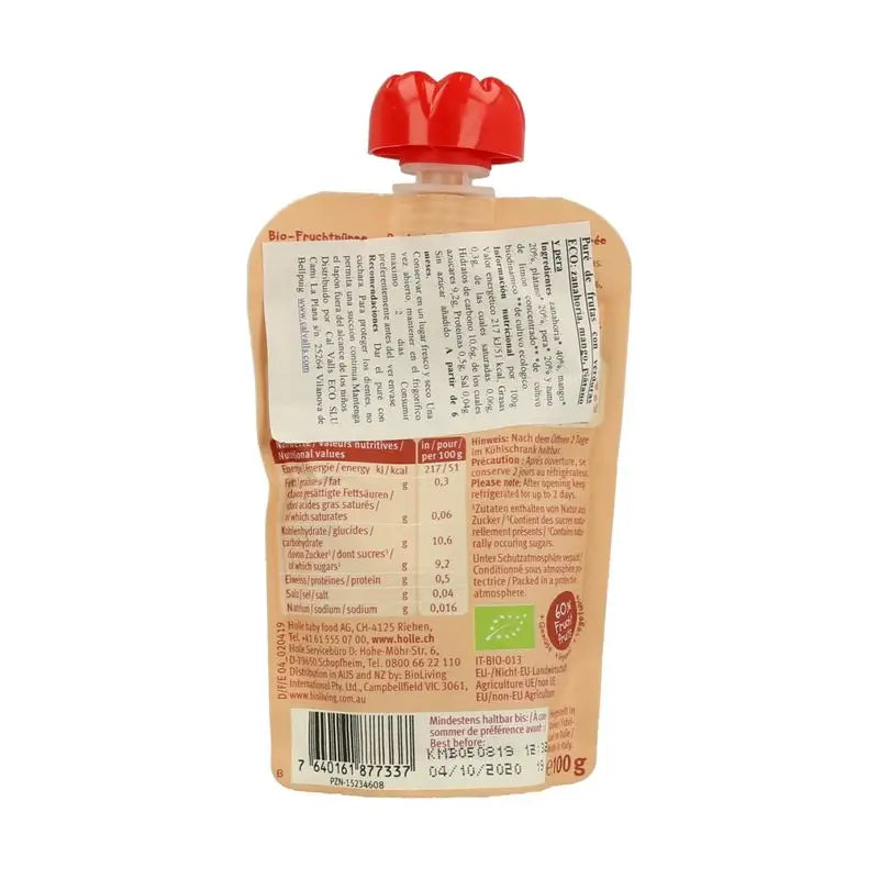 Carotte, mangue, banane et poire Holle Pouche