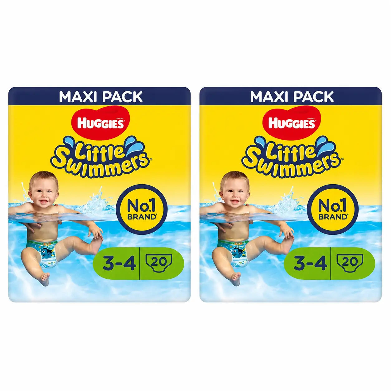 Huggies Little Swimmers Couches de natation taille 3-4, 20 pièces, paquet de 2