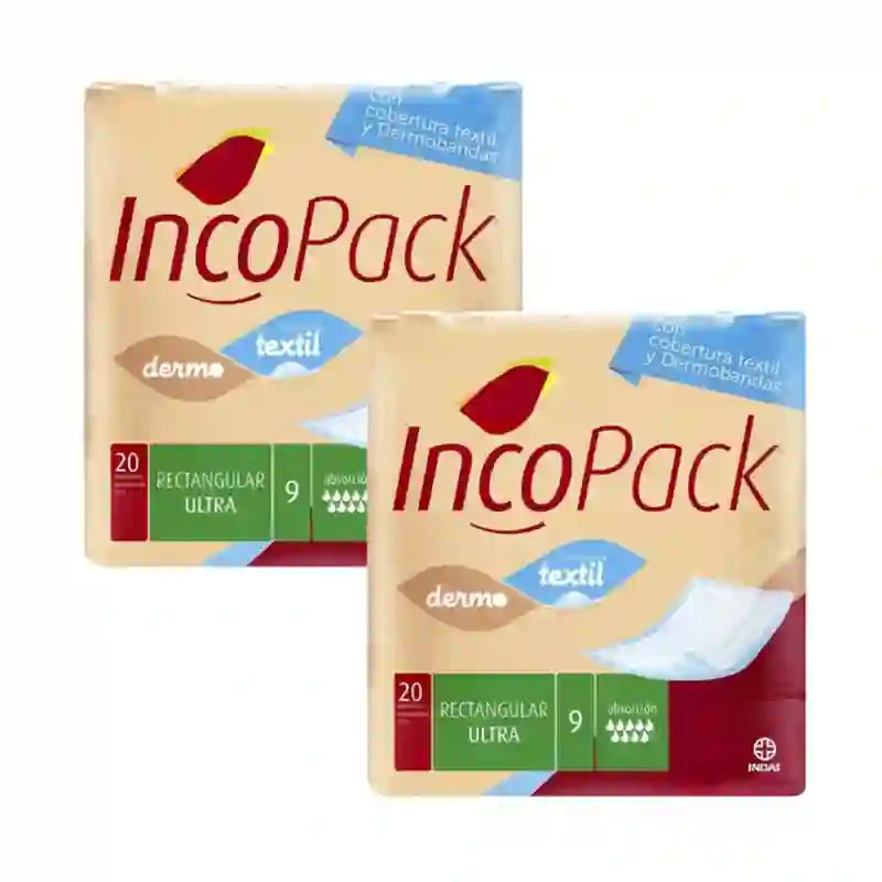 Incopack Rectangular Absorbent Pad Ultra Super Night, Pack 2, 160 Units.