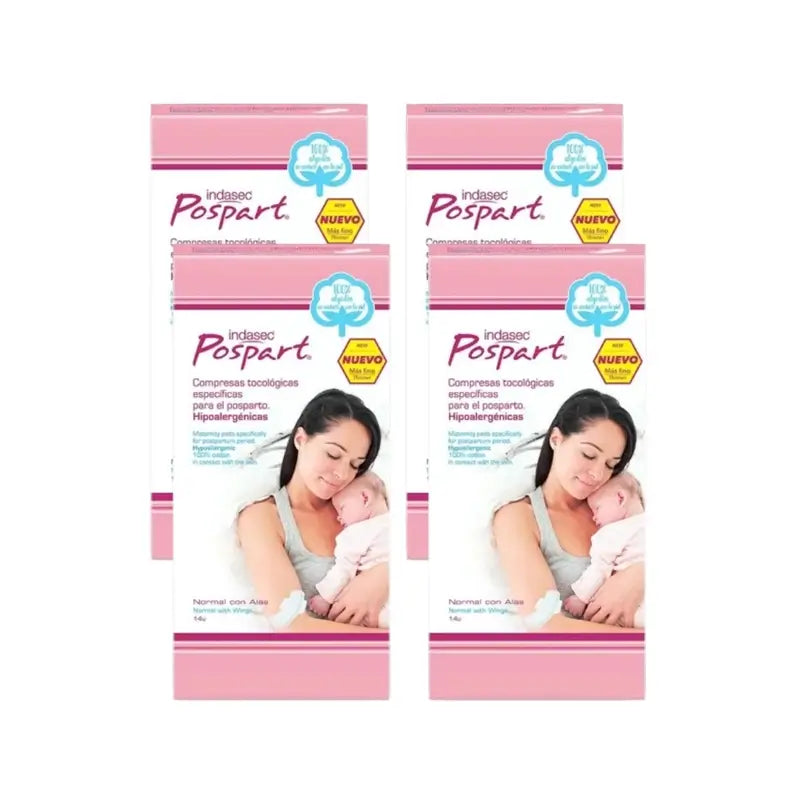 Indasec Pospart Normal Pad With Wings , 4 x 14 unités
