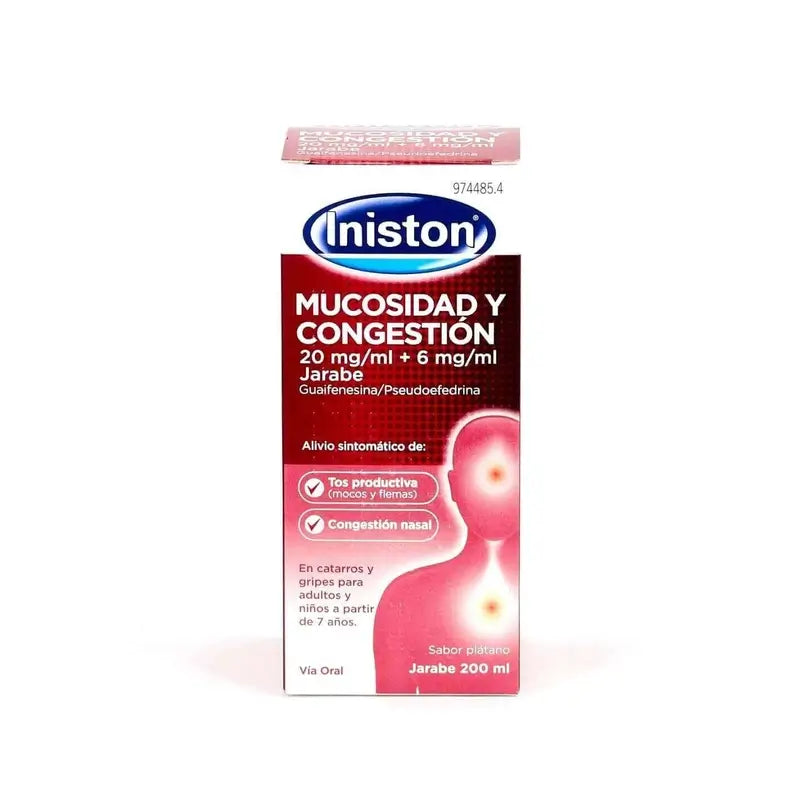 Iniston Mucus et Congestion 20 Mg/ ml + 6 Mg/ ml Sirop, 200 ml